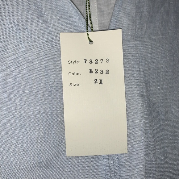 Vivid Linen V-Neck Stand Collar Long Blouse Tunic Layered Look Size 2X T3273 NWT - Picture 4 of 10